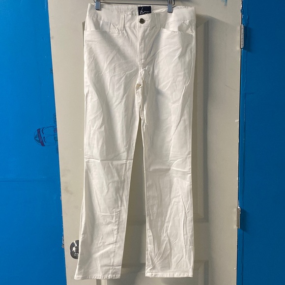 NEW KATE MCHALE white dress pants relaxed straight high waist trousers - Picture 1 of 9